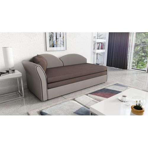 Sofa Schlafsofa inklusive Bettkasten ALINA / R- Stoff Alova Grau / Braun
