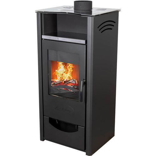 EEK A Kaminofen ABC Quadro Inox Holzofen 9,5 kW mit Mehrfachbelegung Kamin Ofen Holz Holzofen Werkstattofen Heizofen