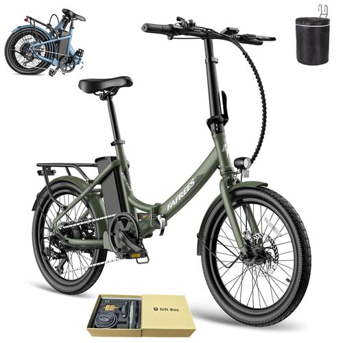 E-Bike 20 Zoll 155 - 195 cm Pedelec 36 V 16,75 Ah 603 Wh bis zu 110 - 130 km Rostfreie Aluminiumlegierung Wasserdicht IPX4 mit 7 Gang, Grün