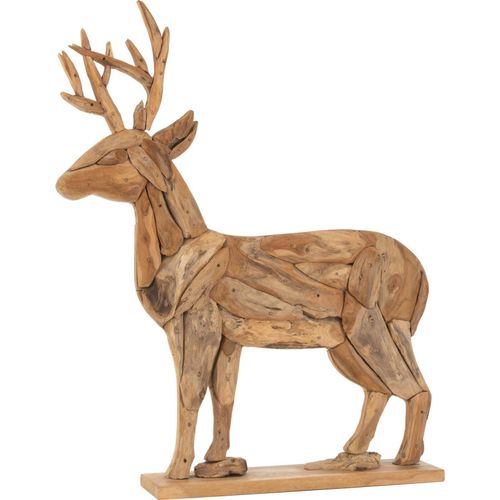Kompakter handgefertigter Hirsch aus Baumstämmen - Natürliches Holzdesign