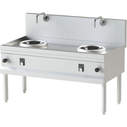 KBS Wokherd 2 Brenner Wandmodell 1400x750x1050 mm mit Wokpfanne und Wasserhähnen