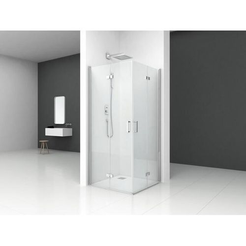 Duschkabine 90x90 MARWELL Shine Square chrome Falteckdusche- 90x90x195cm - mit Schwingrichtung in beide Seiten - mit EasyClean - hochwertige Aluminiumprofile