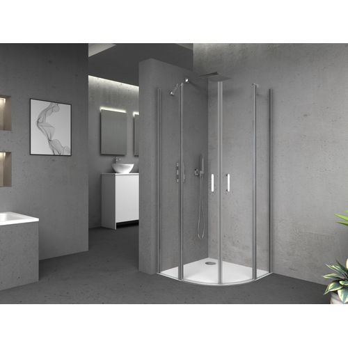 Duschkabine 90x90 MARWELL Neptun II chrom Runddusche - 90x90x195cm - Runddusche mit Drehtür - mit Stabilisationsbügel