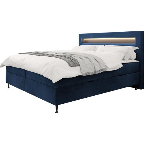 MIRJAN24 Boxspringbett Ovo, Ehebett mit zwei Bettkästen, Doppelbett mit Topper und Matratze, Beleuchtung (Farbe: Fresh 11, Größe: 140x200 cm)
