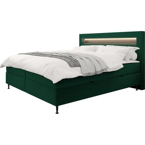 MIRJAN24 Boxspringbett Ovo, Ehebett mit zwei Bettkästen, Doppelbett mit Topper und Matratze, Beleuchtung (Farbe: Fresh 13, Größe: 180x200 cm)