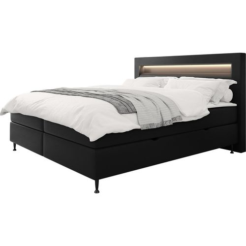 MIRJAN24 Boxspringbett Ovo, Ehebett mit zwei Bettkästen, Doppelbett mit Topper und Matratze, Beleuchtung (Farbe: Soft 011, Größe: 180x200 cm)