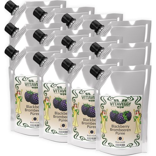 VITAVEGGY BROMBEER-SCHWARZBEER Früchte-Püree 12x1kg ohne Aroma- Farb- & Konservierungsmittel von Food-United geeignet für Babybrei & Obstbrei Brombeeren-Saft-Smoothie-Sorbet-Müsli-Joghurt-Quark GVO-Frei Glutenfrei & 100% natürlich