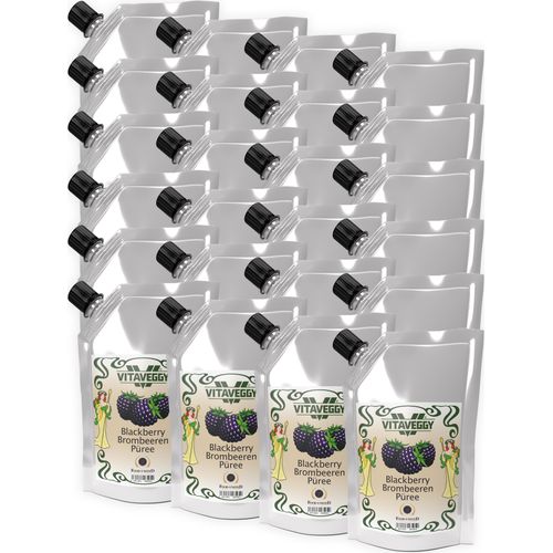 VITAVEGGY BROMBEER-SCHWARZBEER Früchte-Püree 24x1kg ohne Aroma- Farb- & Konservierungsmittel von Food-United geeignet für Babybrei & Obstbrei Brombeeren-Saft-Smoothie-Sorbet-Müsli-Joghurt-Quark GVO-Frei Glutenfrei & 100% natürlich