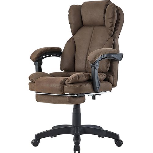 Bürostuhl mit gepolsterten 3-Punkt-Armlehnen Schreibtischstuhl mit Kopf- und Fußstütze ergonomischer mit einer verstellbaren Rückenlehne,Farbe:Kaffeebraun