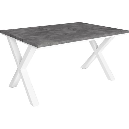 Esstische, 6 gäste, 140x90x75cm, Robust und stabil, Zementgrau, Industrielles Stil