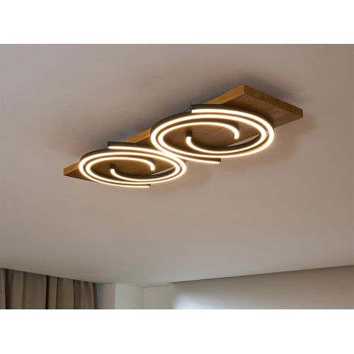ECO-Light 9180-PL2 WO RIFIA LED-Deckenleuchte LED 25 W Holz Schwarz Lampe Spot