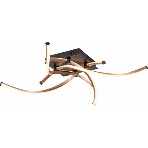 LED-Deckenleuchte - Goldgelb - Schwarz - B 78 cm - 4-flammig - Stahl - dimmbar