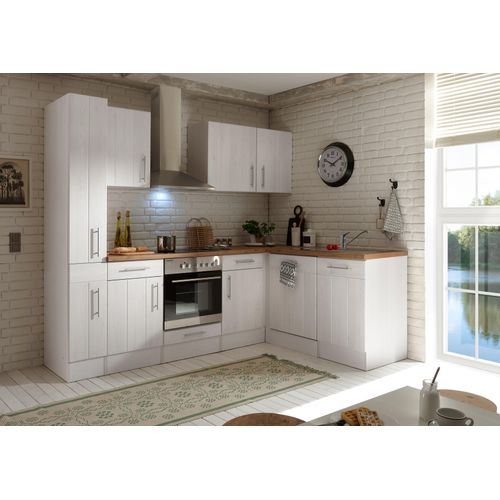 Küche Leerblock Winkelküche Landhaus Lärche Weiß Anton 250 x 172 cm Respekta