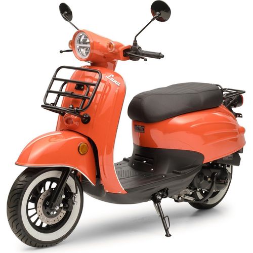 Motorroller Retro Luna Feuerrot 50ccm 45 kmh Moped Scooter