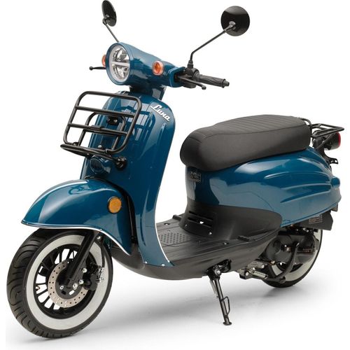 Motorroller Retro Luna Ozeanblau 50ccm 45 kmh Moped Scooter