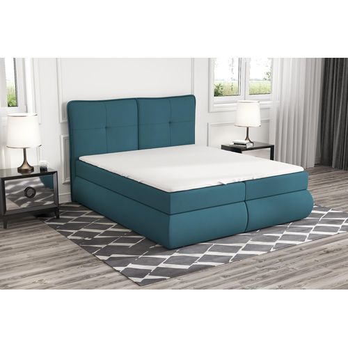Boxspringbett HEDIN 160 x 200 mit 2 Bettkästen, Bonell-Matratze und Topper. Farbe: Blau