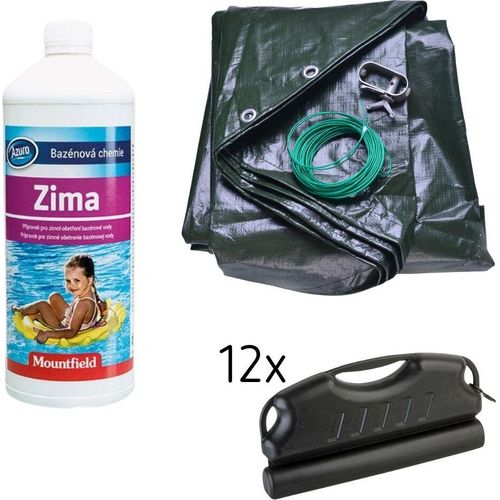 Winterschutz Komplettset Ø 500 cm | Winterplane + 3l Wintermittel + 12x Eisdruckkissen