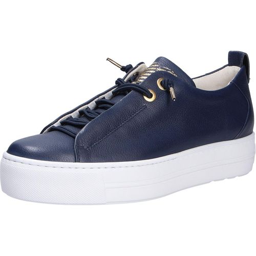 Paul Green Damen Low Sneaker Blau Glattleder - Schnürung mit Elastikband Größe: 3