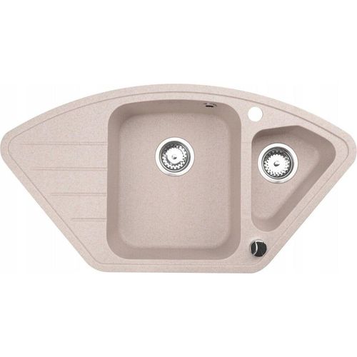 Küchenspüle Eckspülbecken Einbauspüle Spülbecken Eck Spüle 93x49,5; Beige