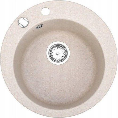 Küchenspüle Granit Spüle Einbauspüle Spülbecken Rund 49,5cm; Beige