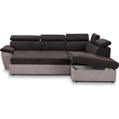 Ecksofa Antero in der Farbkombination Dunkelgrau/Elefantengrau mit Bettfunktion und 5 verstellbaren Kopfstützen 262x80-92x216