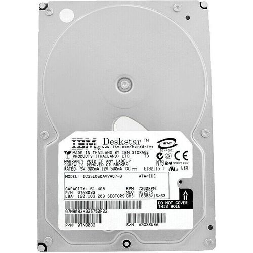Festplatte IBM 60Gb IC35L060AVVA07-0 7200Rpm ATA 3,5