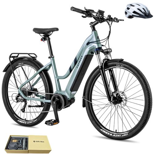 City E-Bike 27,5 Zoll mit Mittelmotor ANANDA Pedelec Rostfreie Aluminiumlegierung bis zu 100 - 120 km Wasserdicht IP54 Unisexfahrrad 9 Gang, Blau
