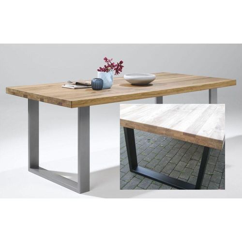 Esstisch 160x100cm Eiche durchg. Lamelle U-Gestell Schwarz
