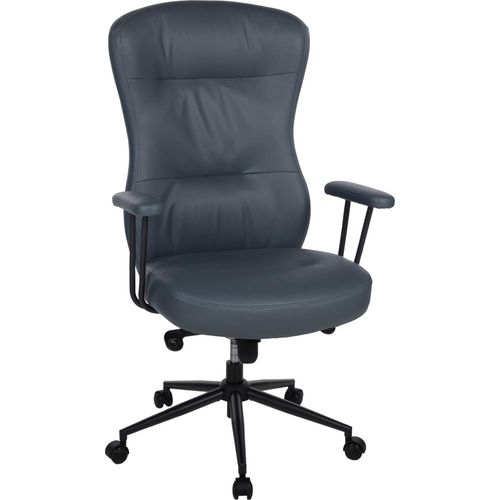 Chefsessel - Blaugrau - Mikrofaser- mit Armlehnen und Sicherheitsdoppelrollen