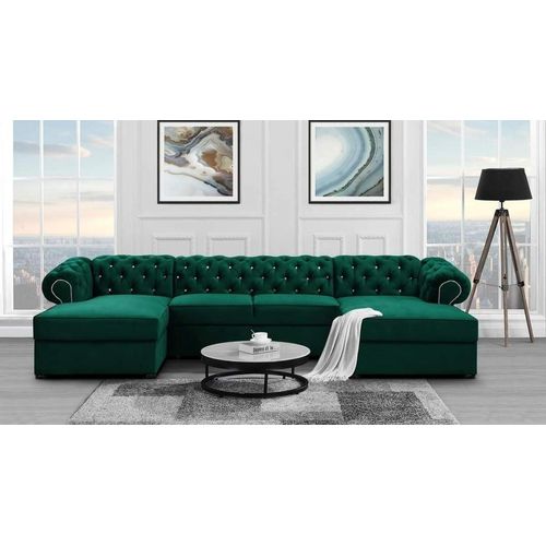 Grün Ecksofa U Farbe Kronos 19 Chesterfield Glamourös Wohnzimmer Ecksofa mit schlaffunktion