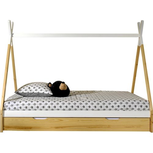 Hausbett ></noscript>TIPI< in Weiß/Kiefer natur aus Massive Kiefer - 206x158,2x98cm (BxHxT)