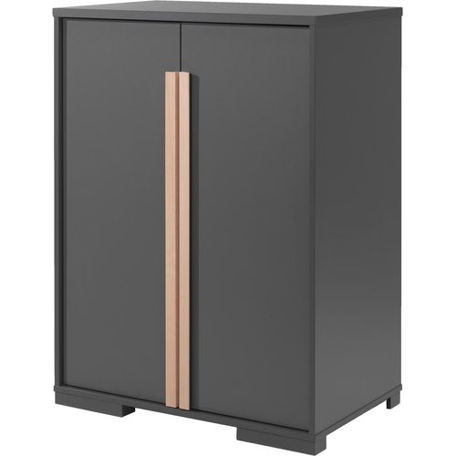 Kleiderschrank >LONDON< in Anthrazit/Buche - 86x116,2x56cm (BxHxT)