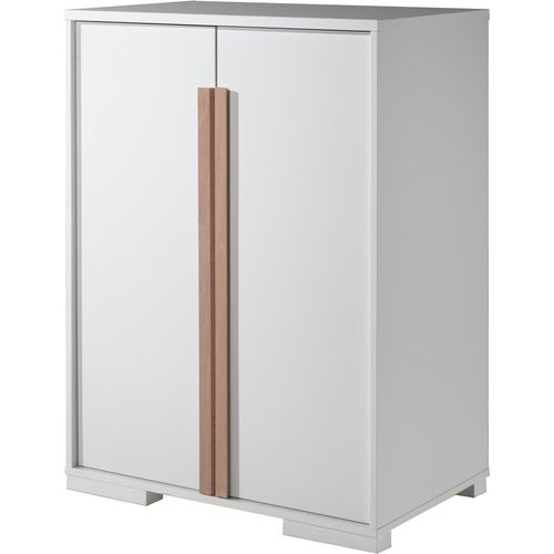 Kleiderschrank >LONDON< in Weiß/Buche - 86x116,2x56cm (BxHxT)
