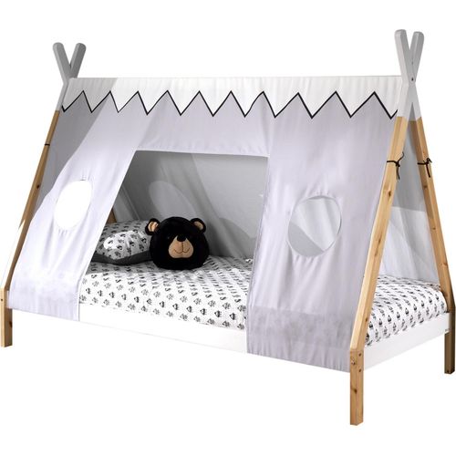 Hausbett ></noscript>TIPI< in Weiß/Kiefer natur aus Massive Kiefer - 206x158,2x98cm (BxHxT)