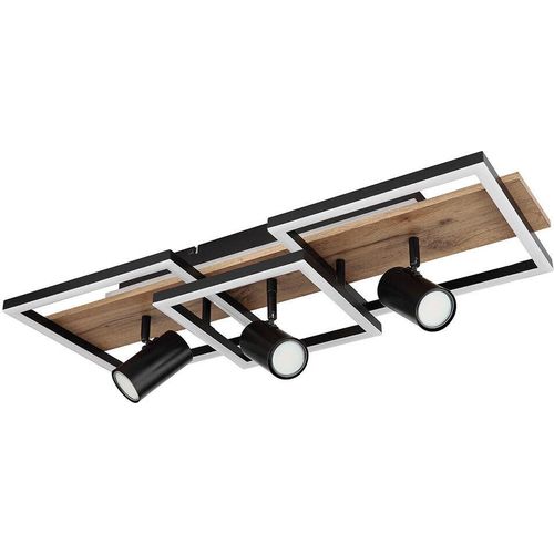 LED Deckenstrahler, Metall Holz, schwarz, 3-flammig, L 72 cm