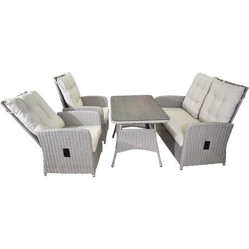 Lounge Set 4-tlg. Bilbao Garten Sitzgruppe mit Tisch Loungegarnitur Hellgrau