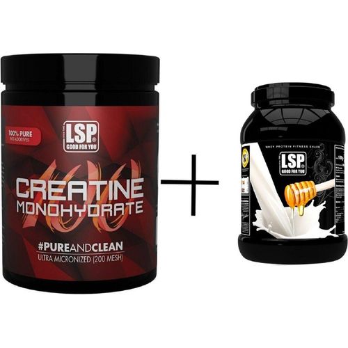 LSP Creatine Monohydrat (500g)+Premium Whey Protein (1800g),Milk&Honey, PULVER