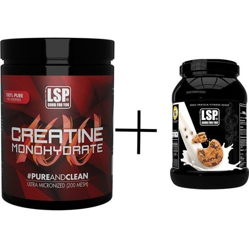 LSP Creatine Monohydrat (500g)+Premium Whey Protein (1800g), Cookies&Cream, PULVER