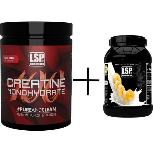 LSP Creatine Monohydrat (500g) + Premium WheyProtein (1800g),Banana, pulver