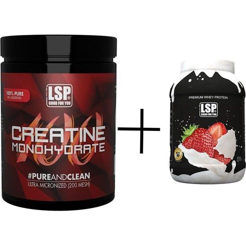 LSP Creatine Monohydrat (500g)+Premium Whey Protein (1800g), Erdbeere, PULVER