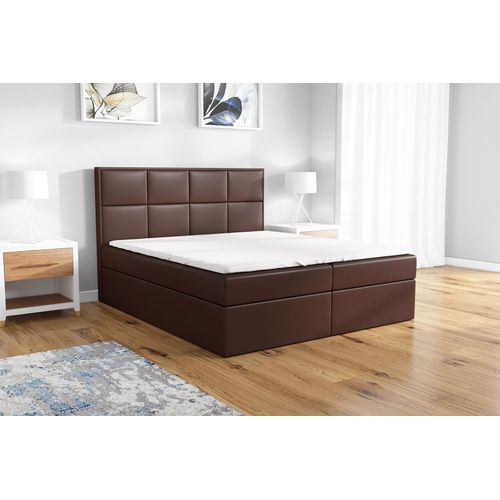 Boxspringbett DAN 180x200 mit 2 Bettkästen, Bonell-Matratze und Topper. Farbe: Braun.