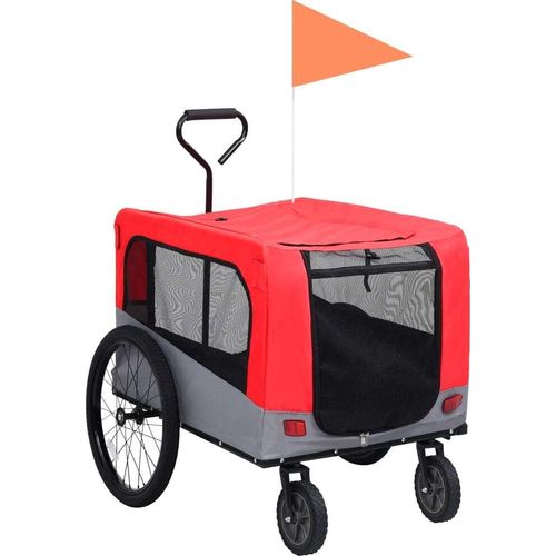 Ankonbej 2-in-1 Tier-Fahrradanhänger und Jogger Rot und Grau