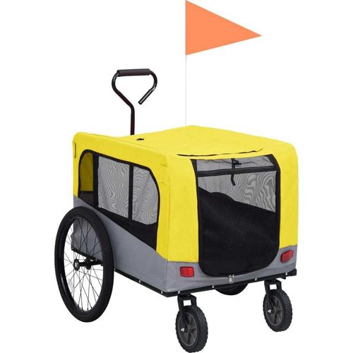 Ankonbej 2-in-1 Tier-Fahrradanhänger und Jogger Gelb und Grau