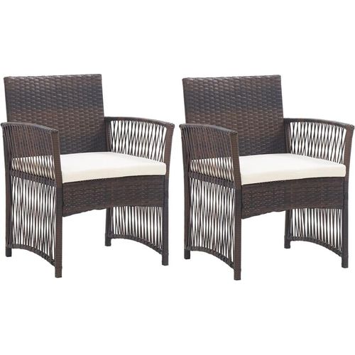 Ankonbej Gartensessel mit Sitzkissen 2 Stk. Braun Poly Rattan