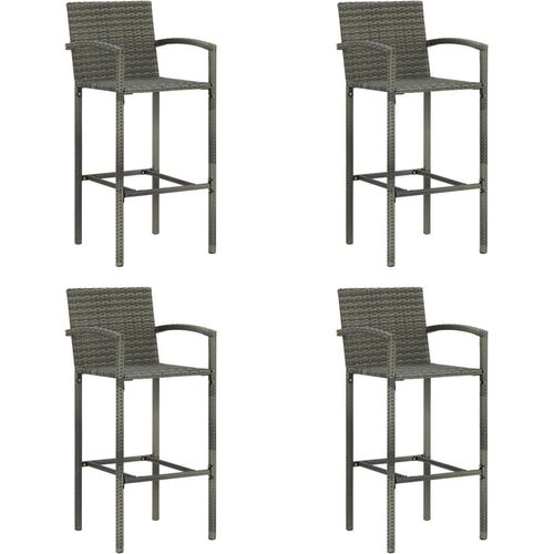 Ankonbej Barhocker 4 Stk. Grau Poly Rattan