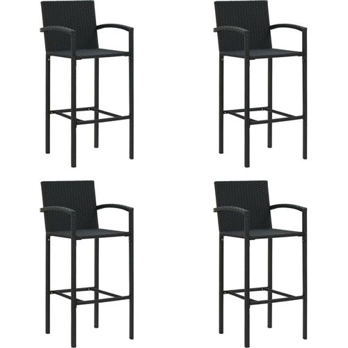 Ankonbej Barhocker 4 Stk. Schwarz Poly Rattan