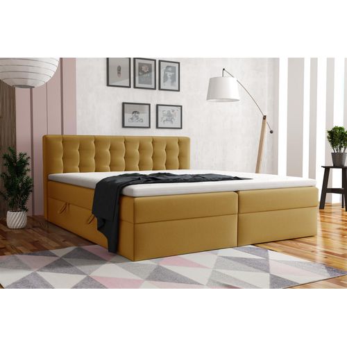 Boxspringbett Schlafzimmerbett DIAGO 180x200cm Stoff Fresh Senf