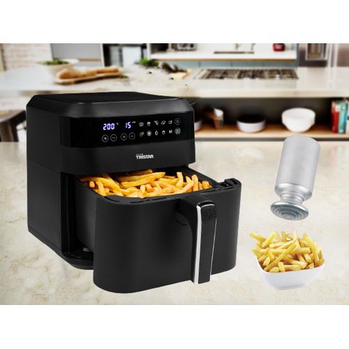 6 Ltr. XXL Heißluftfritteuse ohne Fett & Öl, 9 Portionen Pommes, & Salzstreuer