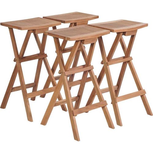 Ankonbej Klappbare Barhocker 4 Stk. Massivholz Teak
