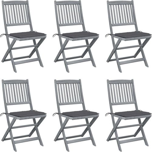 Ankonbej Klappbare Gartenstühle 6 Stk. mit Sitzkissen Massivholz Akazie